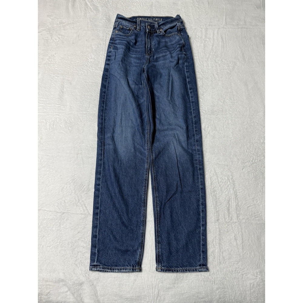 American Eagle Jeans‎ Women's 000 Blue Super High Rise Baggy Straight 23x29.5